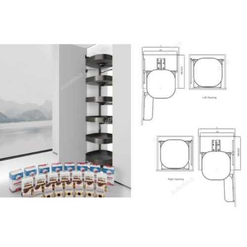 Tủ kho 6 tầng xoay âm tủ Eurogold EUM6L60XG 2 Kích thước tủ kho 6 tầng xoay âm tủ Eurogold EUM6L60XG