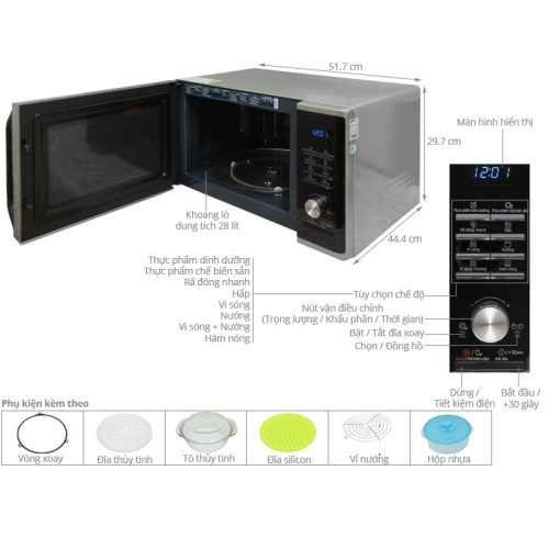 Lò vi sóng có nướng Samsung MG28J5255US/SV 28L 5 Kích Thước Lò vi sóng có nướng Samsung MG28J5255US/SV 28L
