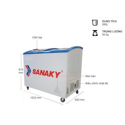 Tủ đông Sanaky 260 lít VH382K 3 Kích thước tủ đông Sanaky 260 lít VH382K