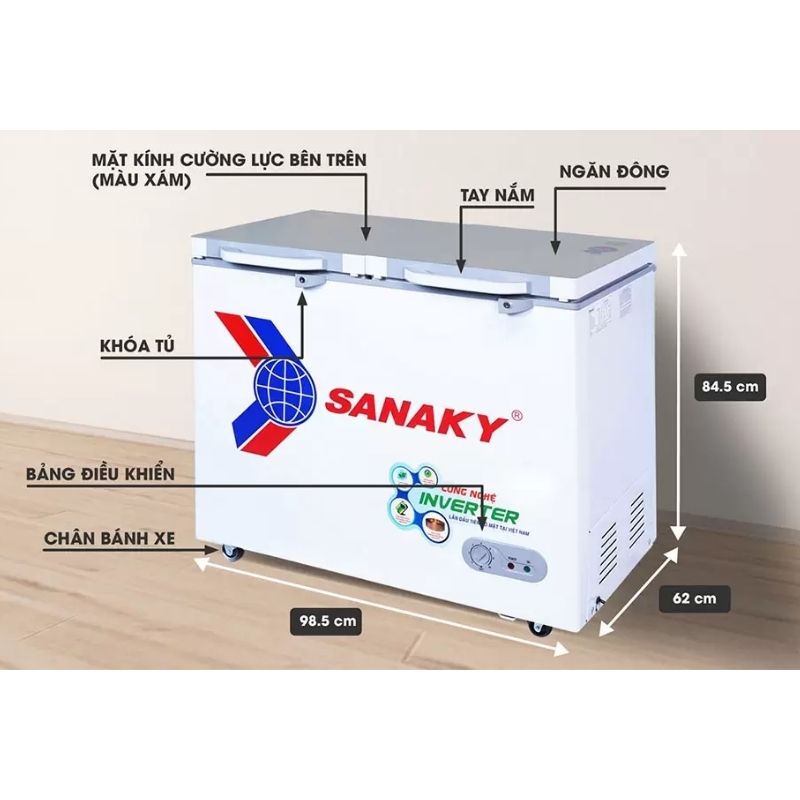 Kích Thước Tủ Đông SANAKY VH2599A4K Kích Thước Tủ Đông SANAKY VH2599A4K