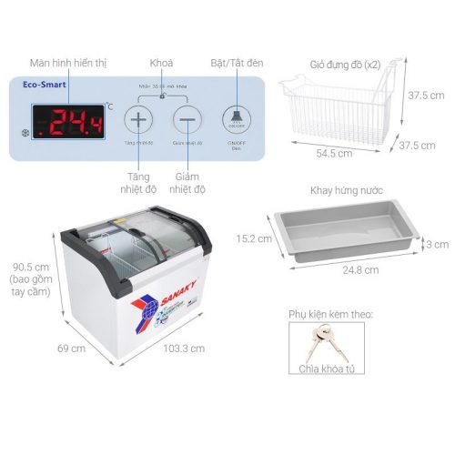 Tủ Đông SANAKY VH3899K3B 5 Kích Thước Tủ Đông SANAKY VH3899K3B