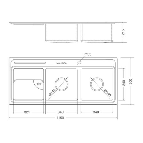 Chậu rửa chén Malloca MS8816N 3 thong so chau rua chen malloca ms8816n