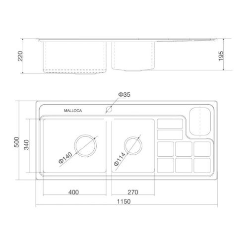 Chậu rửa chén Malloca MS8817N 4 thong so chau rua chen malloca ms8817n