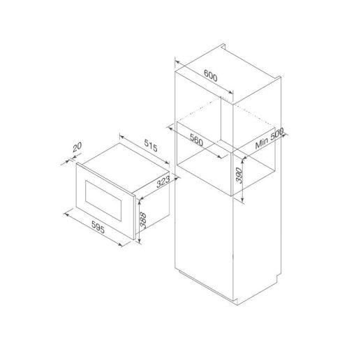 Lò vi sóng Malloca MW820ECO âm tủ 3 thong so lo vi song malloca mw820eco