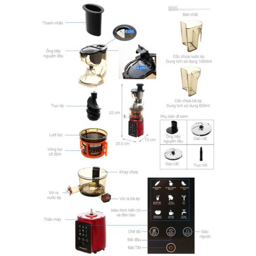 Máy ép chậm Kangaroo KG200SJD1 6 kich thuoc may ep cham kangaroo kg200sjd1