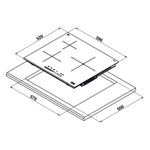 Bếp từ 3 vùng nấu Hafele HC-I6035B 533.09.961 4 size bep tu hafele 533.09.961