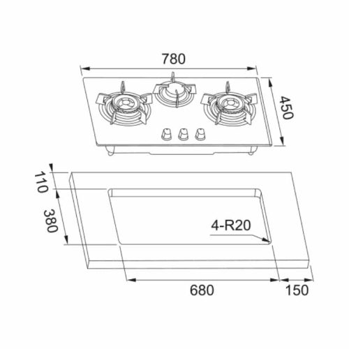 Bếp gas âm tủ FRANKE FHG8318 106.0534.663 3 kich thuoc bep gas am tu franke fhg8318 106 0534 663