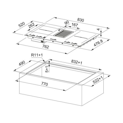 Bếp từ kết hợp hút mùi âm bàn Franke FMY 839 HI 2.0 5 kich thuoc bep tu ket hop hut mui am ban franke fmy 839 hi 2 0
