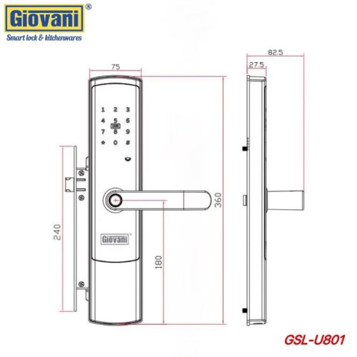 Khóa vân tay thông minh GIOVANI GSL-U801B 5 Khóa vân tay thông minh GIOVANI GSL-U801B