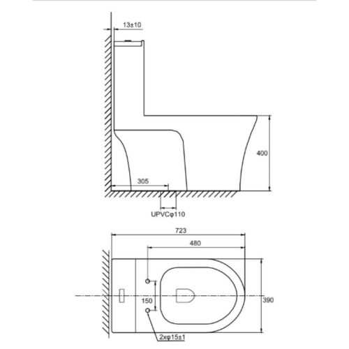 Bồn cầu một khối Hafele 588.82.438 3 Kích thước bồn cầu một khối Hafele 588.82.438