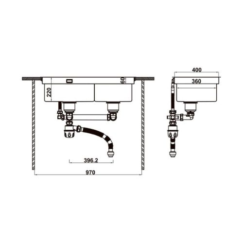 Chậu bếp SUS WS R10 HS25-SSN2S-8744 Hafele 567.94.022 5 Kích thước chậu bếp SUS WS R10 HS25-SSN2S-8744 Hafele 567.94.022