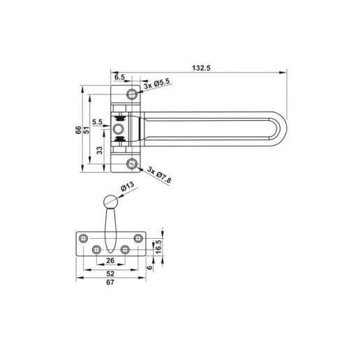 Chốt an toàn dạng gài Hafele 911.59.046 niken mờ 3 kich thuoc chot an toan dang gai hafele 911 59 046 niken mo