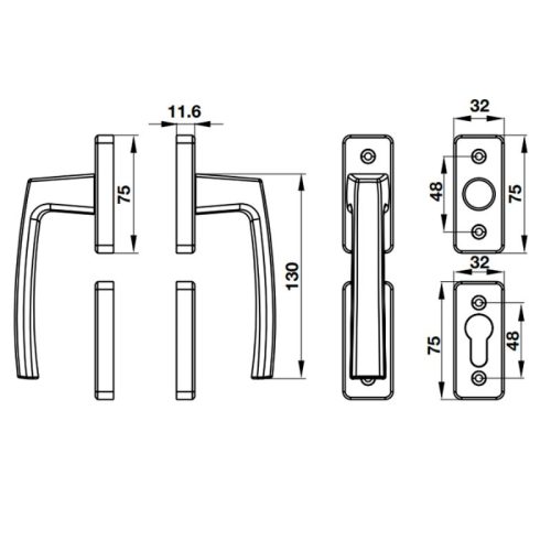 Tay nắm Hafele HL949D 905.99.641 cửa nhôm 3 kich thuoc tay nam hafele hl949d 905 99 641