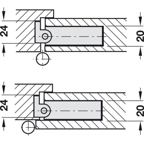 Thiết bị đóng cửa tự động Hafele 931.24.000 4 lap dat dong cua tu dong gang canh hfele 931.24.000