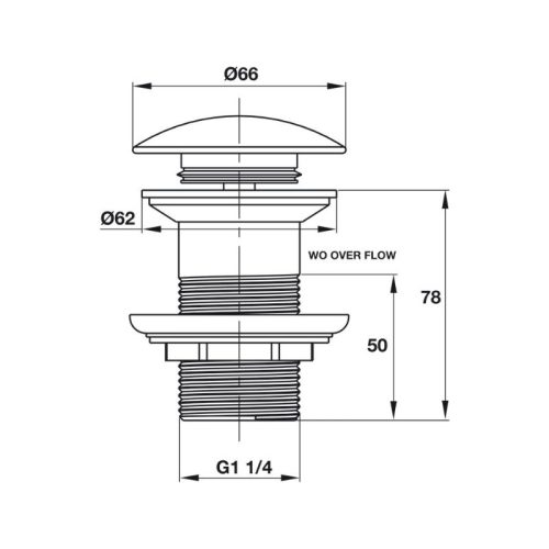 Thông số bộ nhấn xả chậu không có xả tràn Hafele 589.25.987