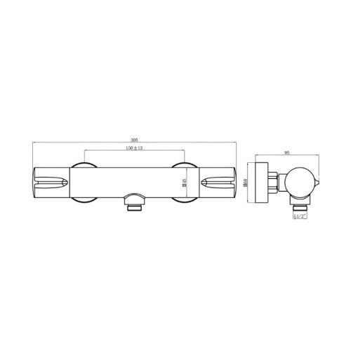 Thông số bộ trộn điều nhiệt 1 đường nước Hafele 589.15.009