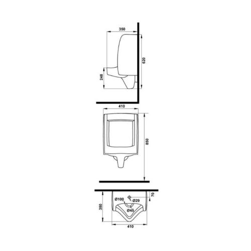 Bồn tiểu nam treo tường SEINE Hafele 588.79.421 2 Thông số bồn tiểu nam treo tường SEINE Hafele 588.79.421