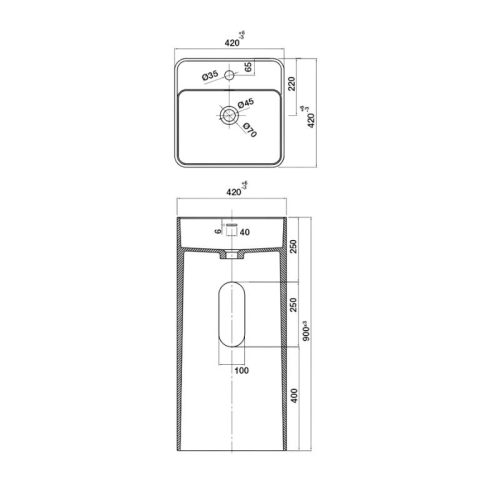 Thông số chậu Lavabo HVN3002 Hafele 588.87.400