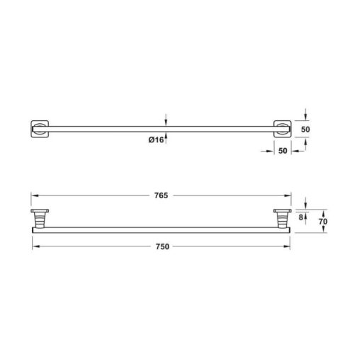 Thông số thanh treo khăn tắm đơn 750mm Hafele 580.41.411