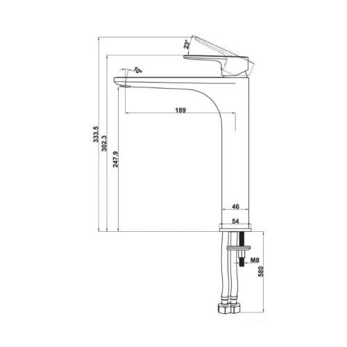 Thông số vòi trộn Kobe 240 đen Hafele 589.15.032