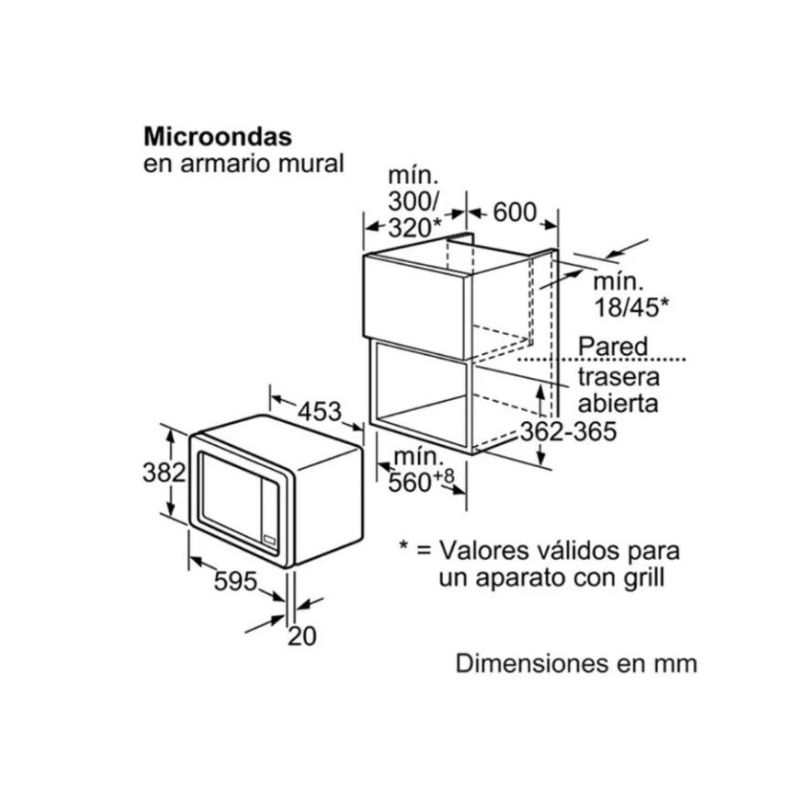 Kích thước của Lò vi sóng Bosch HMT72G650 Kích thước của Lò vi sóng Bosch HMT72G650
