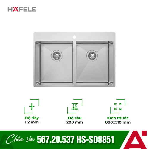 Chậu rửa chén bát Hafele VALERIAN HS-SD8851 567.20.537