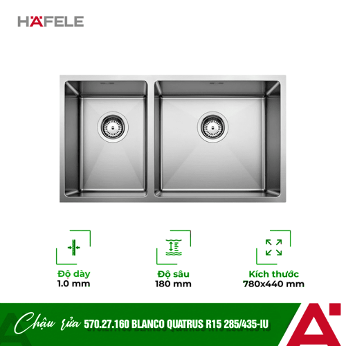 Chậu Hafele BLANCO INOX QUATRUS R15 285/435-IU 570.27.160