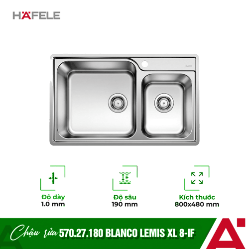 Chậu rửa bát inox Hafele Blanco - LEMIS XL 8-IF 570.27.180