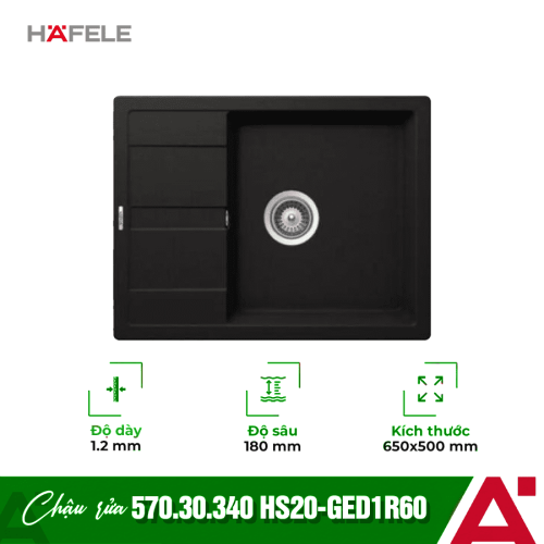 Chậu rửa bát đá Hafele HS20-GED1R60 570.30.340