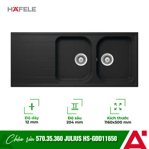Chậu đá Hafele JULIUS HS-GDD11650 570.35.360