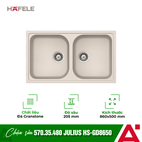 Chậu đá Hafele JULIUS HS-GD8650 570.35.480