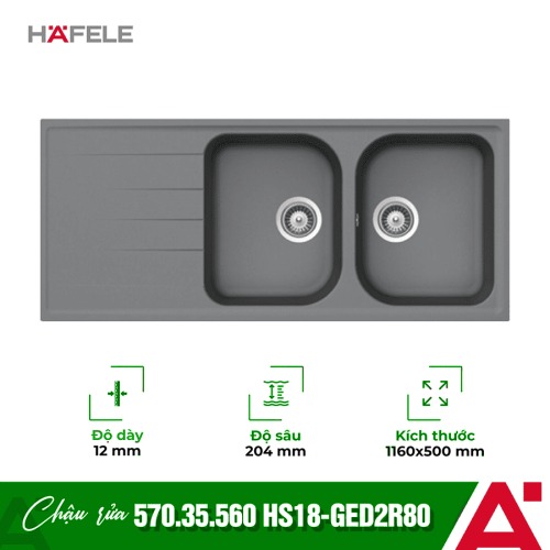 Chậu đá Hafele JULIUS HS-GDD11650 570.35.560