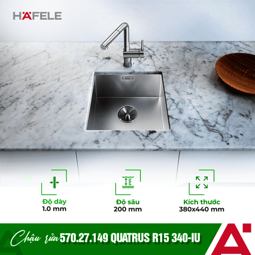 Chậu rửa chén bát inox Hafele Blanco - QUATRUS R15 340-IU 570.27.149