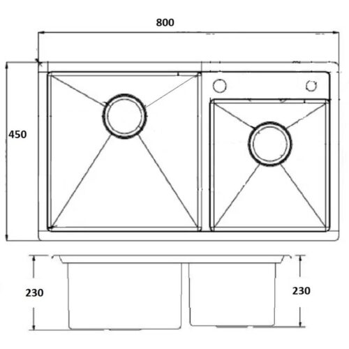 Kích thước chậu rửa bát Eurosun EU-8045HS9