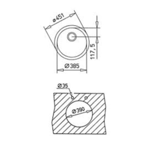 Kích thước chậu rửa Teka BE 39 x 18