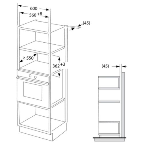 Kích thước lò vi sóng Brandt BMS6112X
