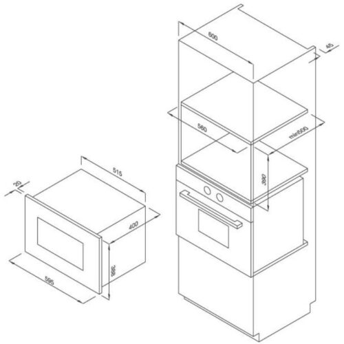 Kích thước lò vi sóng Malloca MW-927DE