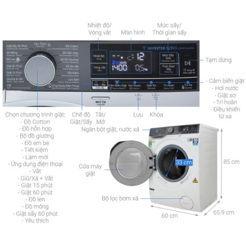 Kích thước máy giặt Electrolux EWF1141AEWA