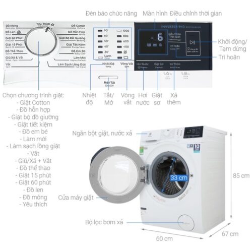 Kích thước máy giặt Electrolux EWF9024BDWB