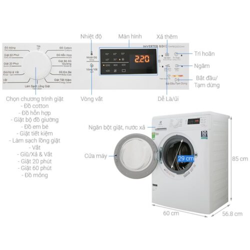 Kích thước máy giặt sấy Electrolux EWW8025DGWA