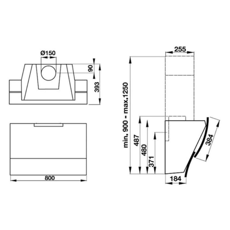 Kích thước máy hút khử mùi gắn tường Hafele HH WVG80C 538.84.228 Kích thước máy hút khử mùi gắn tường Hafele HH WVG80C 538.84.228