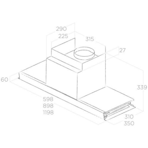 Kích thước máy hút mùi Elica BOX IN PLUS IXGL/A/120