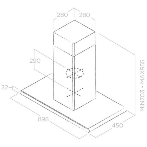 Kích thước máy hút mùi Elica GALAXY ISLAND BLIX/A/90×45