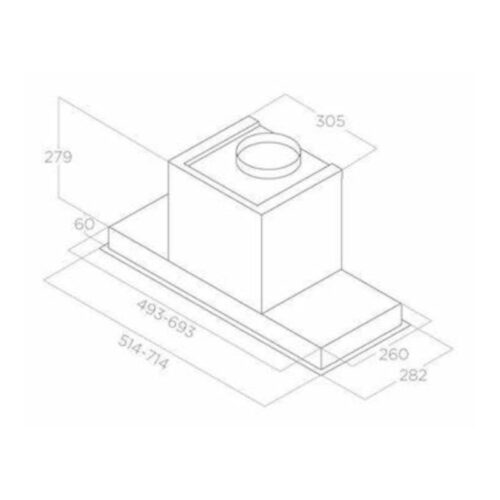 Kích thước máy hút mùi Elica HIDDEN IXGL/A/60
