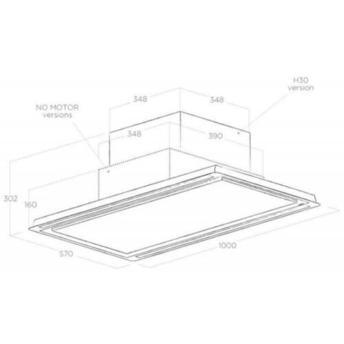 Kích thước máy hút mùi Elica HILIGHT H30 WH/A/100