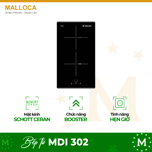 Bếp từ đôi domino Malloca MDI 302