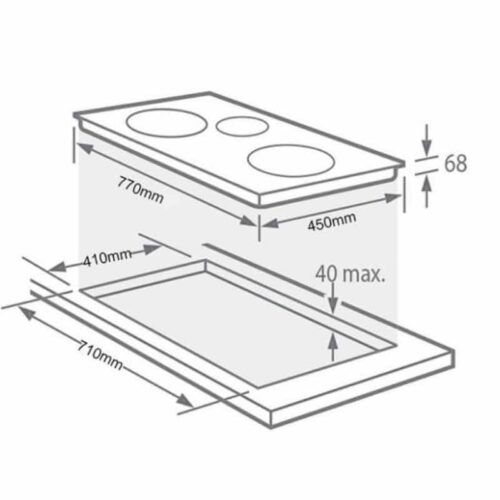 Bếp từ 3 vùng nấu Hafele HC-I773D 536.61.585 3 Kích thước bếp từ 3 vùng nấu Hafele HC-I773D 536.61.585
