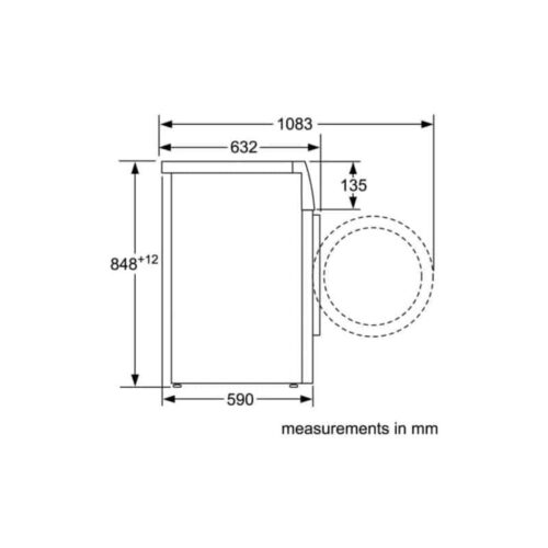 Kích thước máy giặt quần áo Bosch WAU28440SG