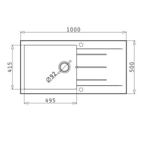Kích thước chậu đá BOSCH PYRAGRANITE ALAZIA (100X50) 1B 1D