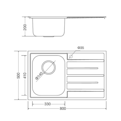 Kích thước chậu rửa bát Malloca MS 1017 New